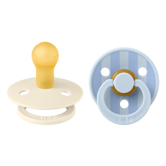 BIBS | Studio Colour Block Fopspeen 2 - pack | Baby Blue Dusty Blue | Maat 2 -