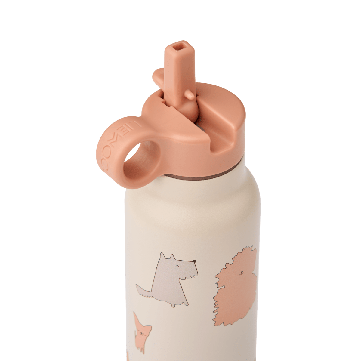 Liewood | Falk RVS Thermosfles Cats and Dogs 350 ml | Misty - 5715493474898