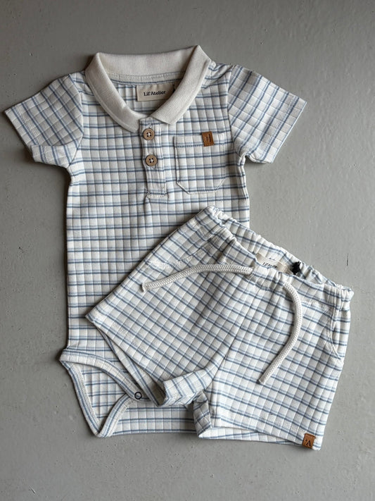 Lil' Atelier | Haldur Loose Baby Short | Coconut Milk Dusty Blue -