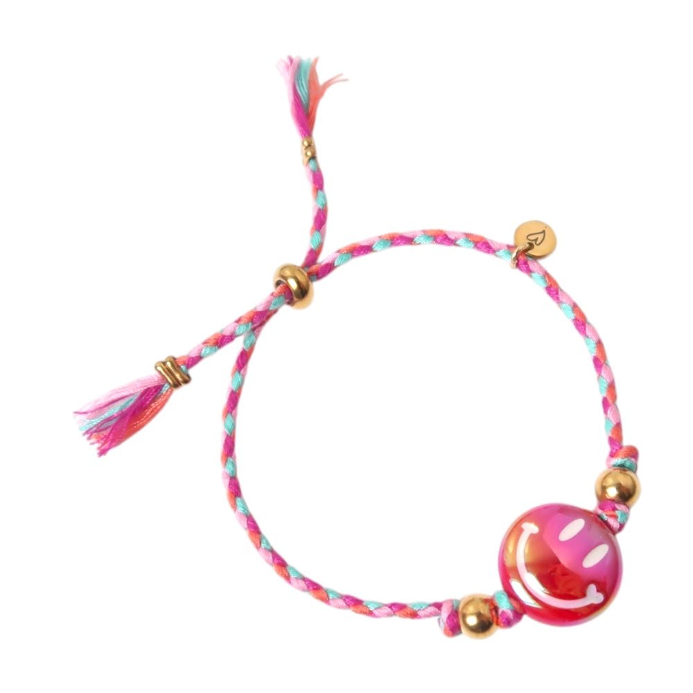 LOVEissue | Armband Happy Smiley | Roze/Rood -