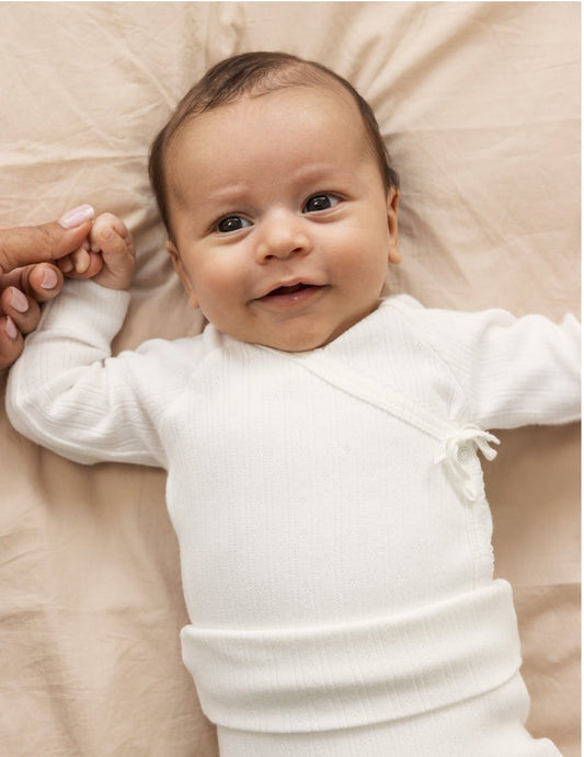 MarMar | Tut Wrap Longsleeve Pointelle | Gentle White - 5715522338818