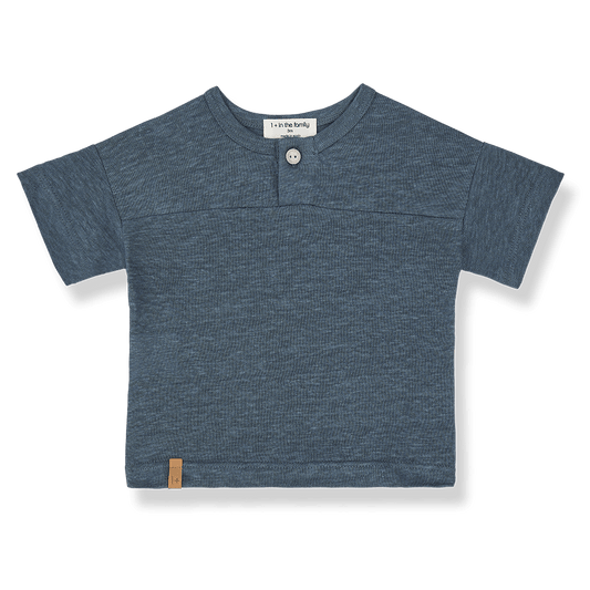 1+ In The Family | Linnen T-shirt Rafa | Petroleum - 
