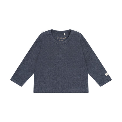 Fixoni | Longsleeve Rib Melange | Donkerblauw