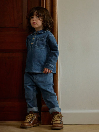 Lil' Atelier | Obello Loose Overshirt | Dark Blue Denim