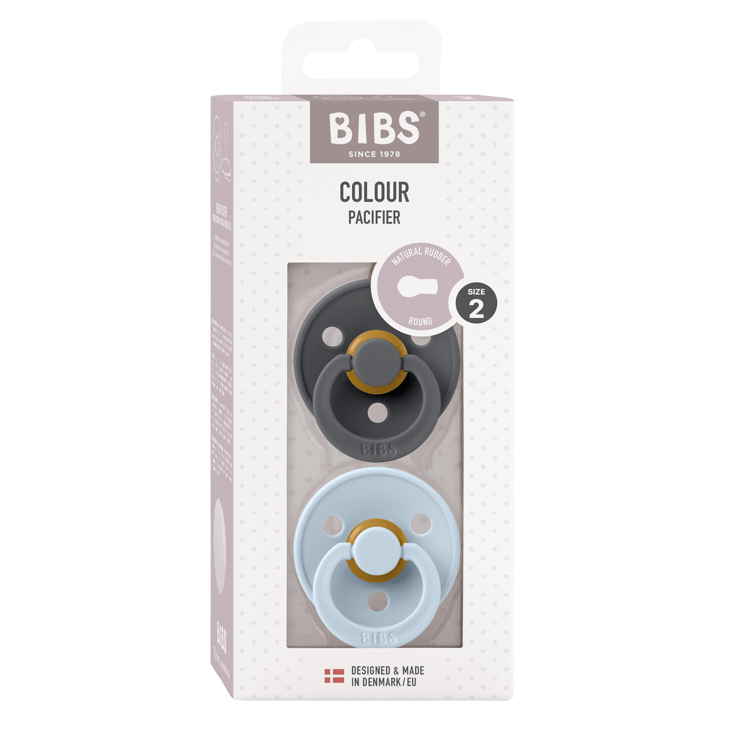 BIBS | Colour Fopspeen 2 - pack | Iron / Baby Blue | Maat 3 - 
