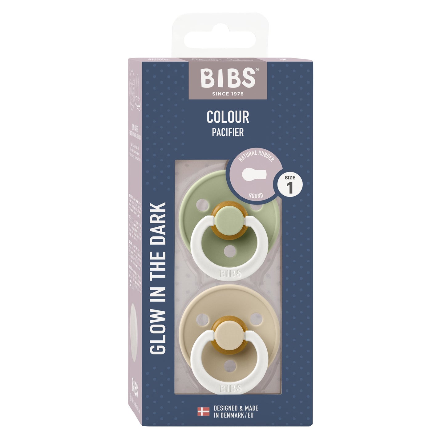 BIBS | Colour Fopspeen 2 - pack | Sage Night/Vanilla Night | Maat 2 -