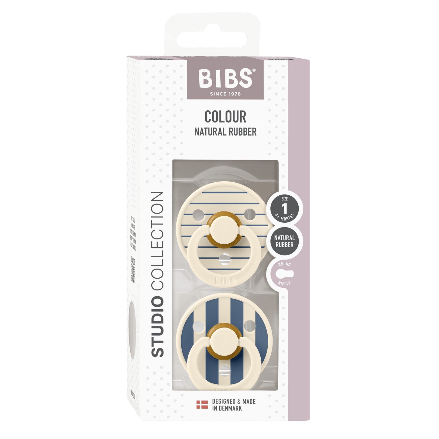 BIBS | Studio Colour Pin Fopspeen 2 - pack | Ivory / Steel Blue | Maat 2 - 