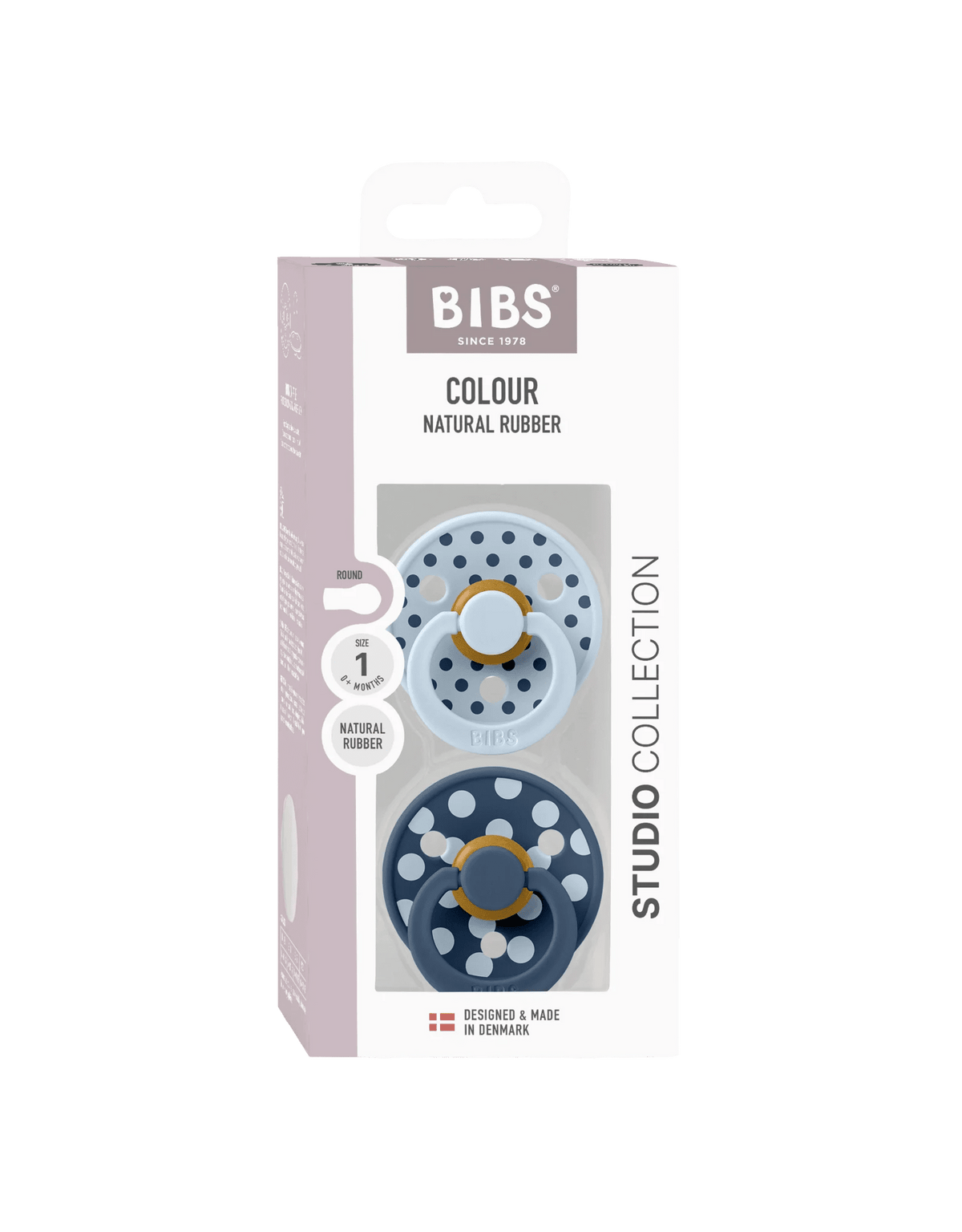 BIBS | Studio Colour Polka Fopspeen 2-pack | Baby Blue/Steel Blue - 5713795276530