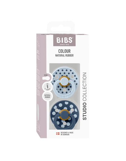BIBS | Studio Colour Polka Fopspeen 2-pack | Baby Blue/Steel Blue - 5713795276530