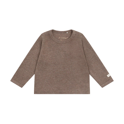 Fixoni | Longsleeve Rib Melange | Bruin -
