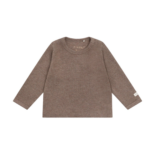 Fixoni | Longsleeve Rib Melange | Bruin - 