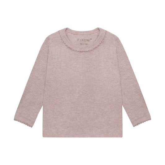 Fixoni | Longsleeve Rib Melange | Roze - 5713438965289
