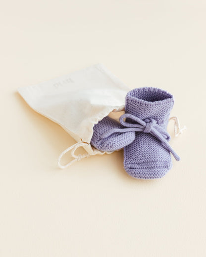Hvid | Babyslofjes 0 - 9m | Lila - 