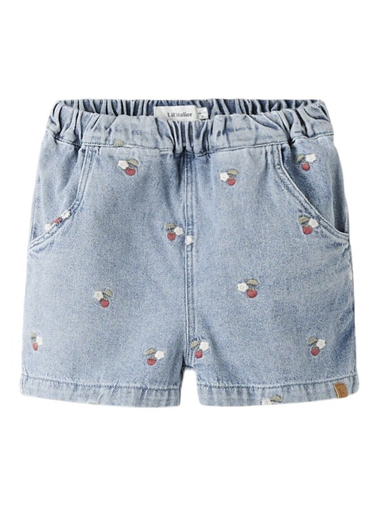 Lil' Atelier | Funda Loose Denim Shorts | Medium Blue Denim EMB - 5715833939780