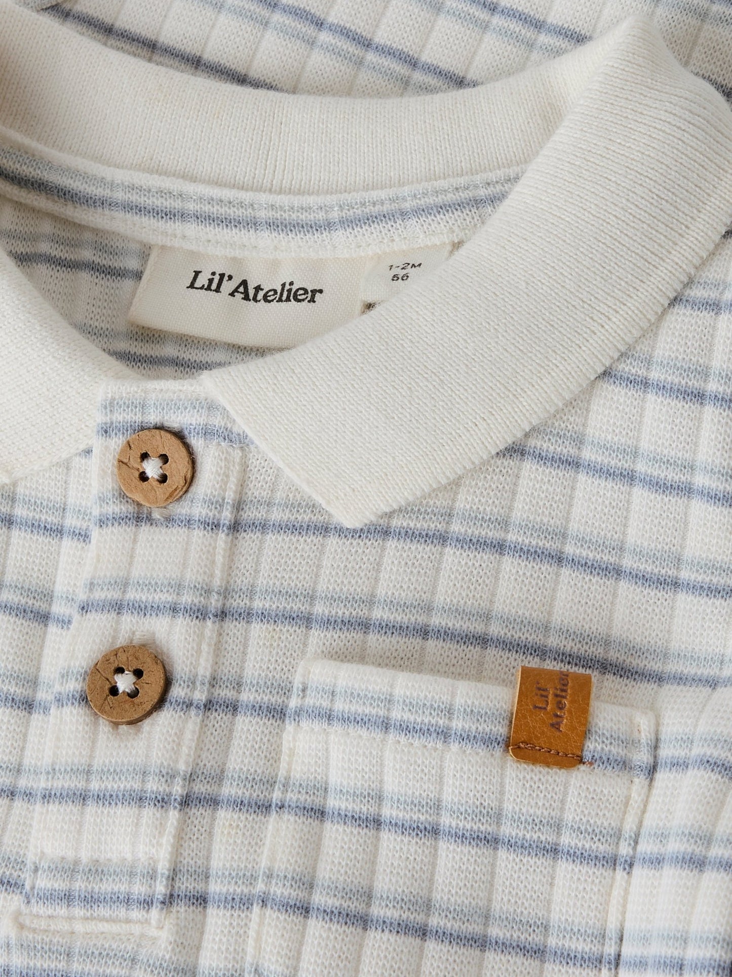 Lil' Atelier | Haldur Polo Romper | Coconut Milk Dusty Blue - 5715866104629