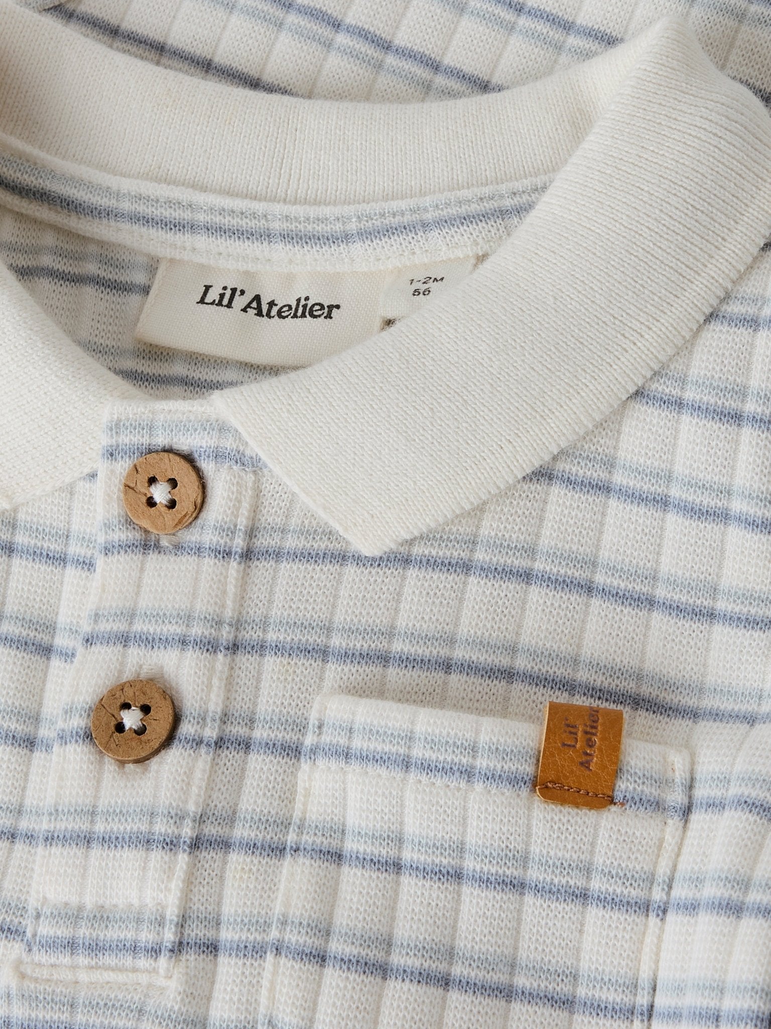 Lil' Atelier | Haldur Polo Romper | Coconut Milk Dusty Blue - 5715866104629