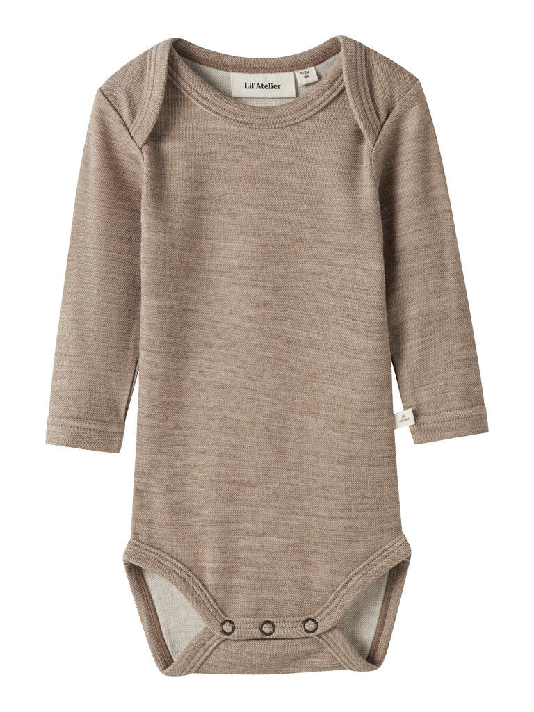 Lil' Atelier | Nilo Wollen Romper | Sepia Tint Melange - 5715831036306