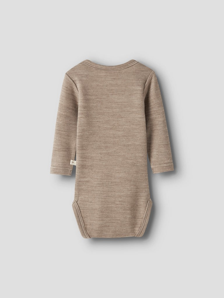 Lil' Atelier | Nilo Wollen Romper | Sepia Tint Melange - 5715831036306
