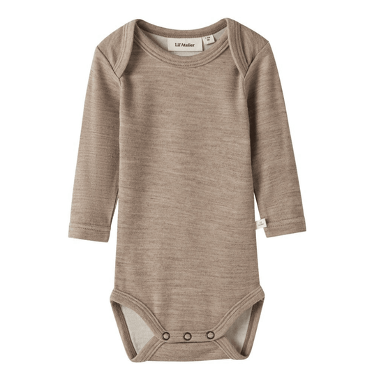 Lil' Atelier | Nilo Wollen Romper | Sepia Tint Melange - 5715831036306