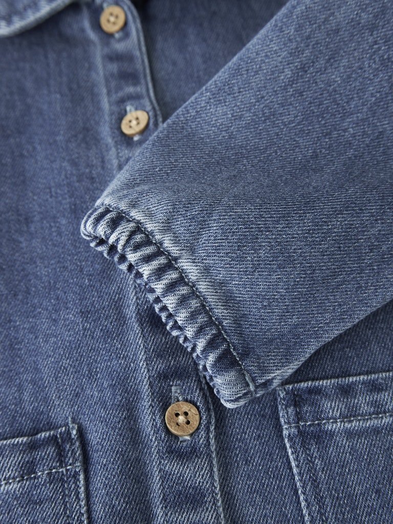 Lil' Atelier | Obello Loose Overshirt Ruches | Dark Blue Denim - 