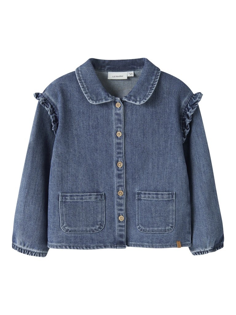Lil' Atelier | Obello Loose Overshirt Ruches | Dark Blue Denim - 