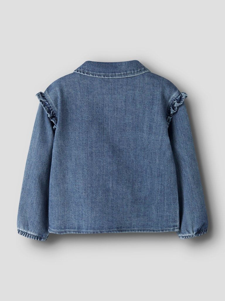 Lil' Atelier | Obello Loose Overshirt Ruches | Dark Blue Denim - 