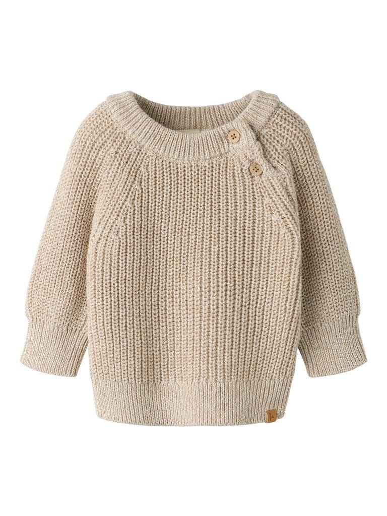 Lil' Atelier | Rokkos Gebreide Trui Baby | White Pepper Melange - 5715909585606