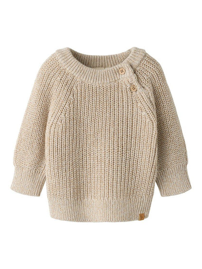 Lil' Atelier | Rokkos Gebreide Trui Baby | White Pepper Melange - 5715909585606