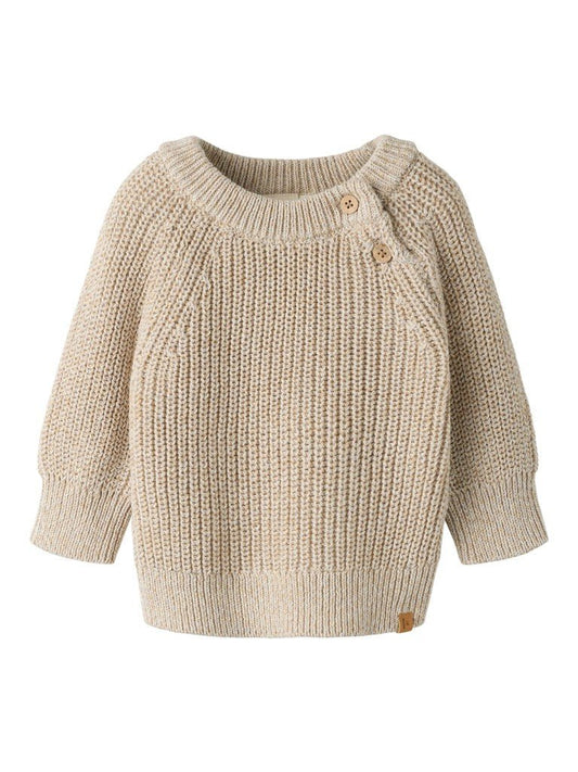 Lil' Atelier | Rokkos Gebreide Trui Baby | White Pepper Melange - 5715909585606