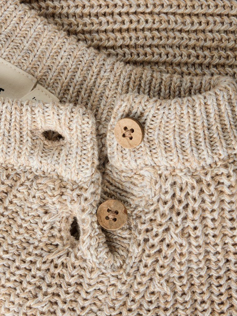 Lil' Atelier | Rokkos Gebreide Trui Baby | White Pepper Melange - 5715909585606