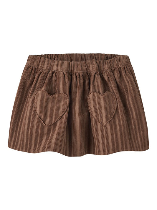 Lil' Atelier Ros ribfluwelen rok Partridge met hartvormige zakken