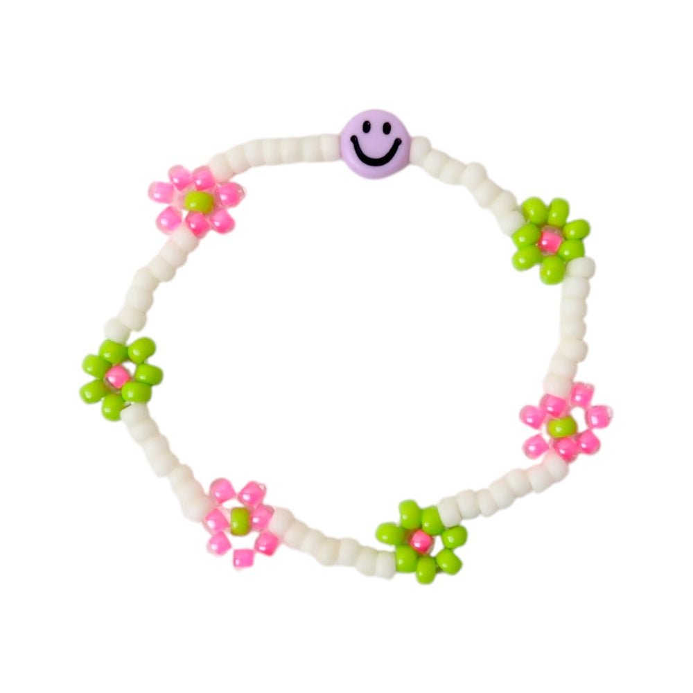 LOVEissue | Armband Daisy Smiley | Purple/Pink/Lime - 
