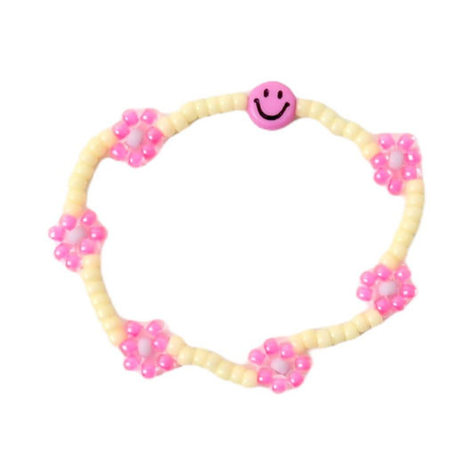 LOVEissue | Armband Daisy Smiley | Sunshine/Fuchsia - 