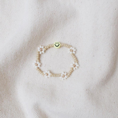 LOVEissue | Armband Daisy Smiley | Yellow/Beige - 
