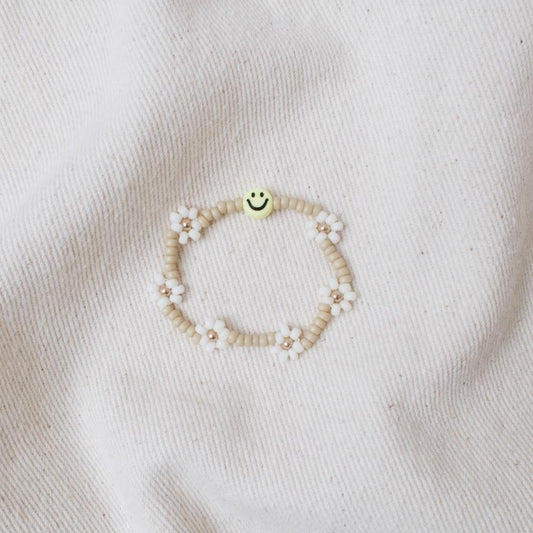LOVEissue | Armband Daisy Smiley | Yellow/Beige - 