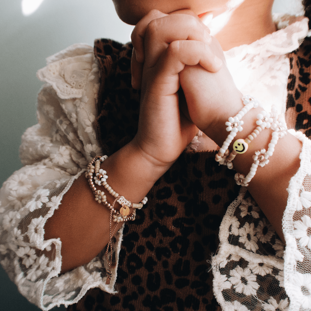 LOVEissue | Armband Daisy Smiley | Yellow/Beige - 