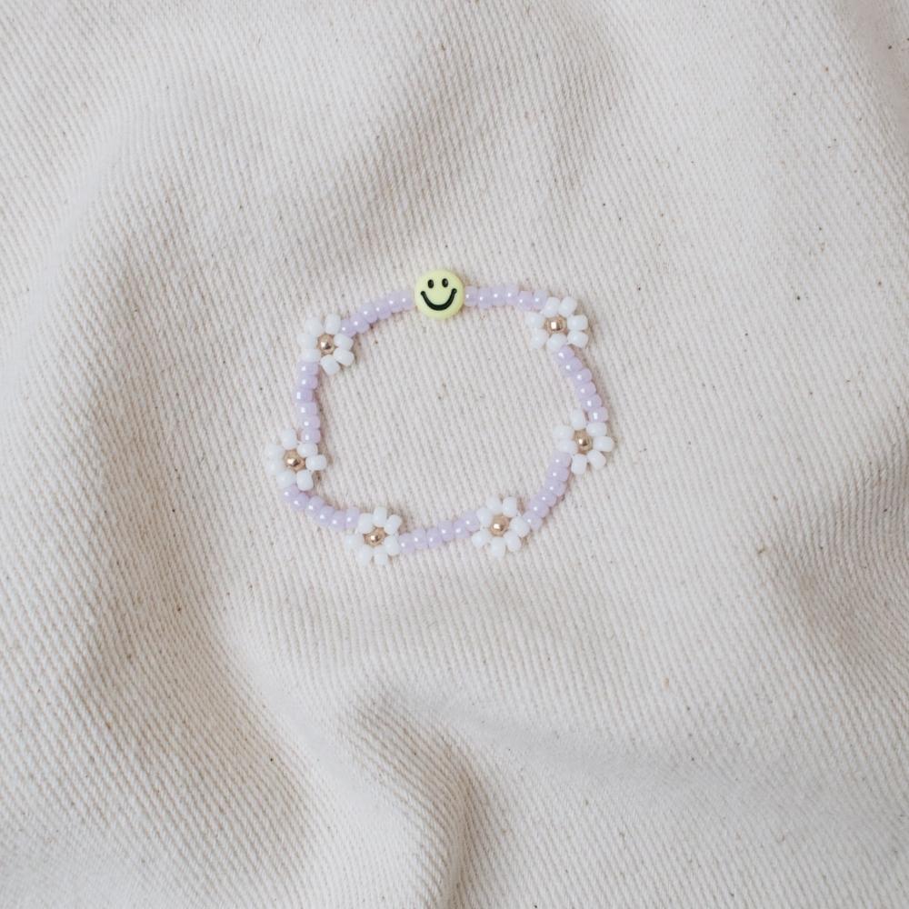 LOVEissue | Armband Daisy Smiley | Yellow/Lila - 