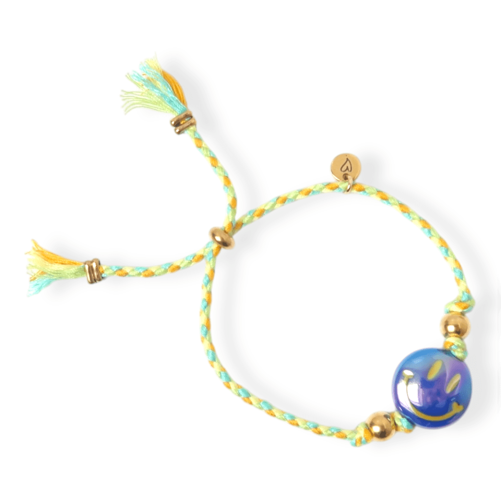 LOVEissue | Armband Happy Smiley | Donkerblauw / Groen - 
