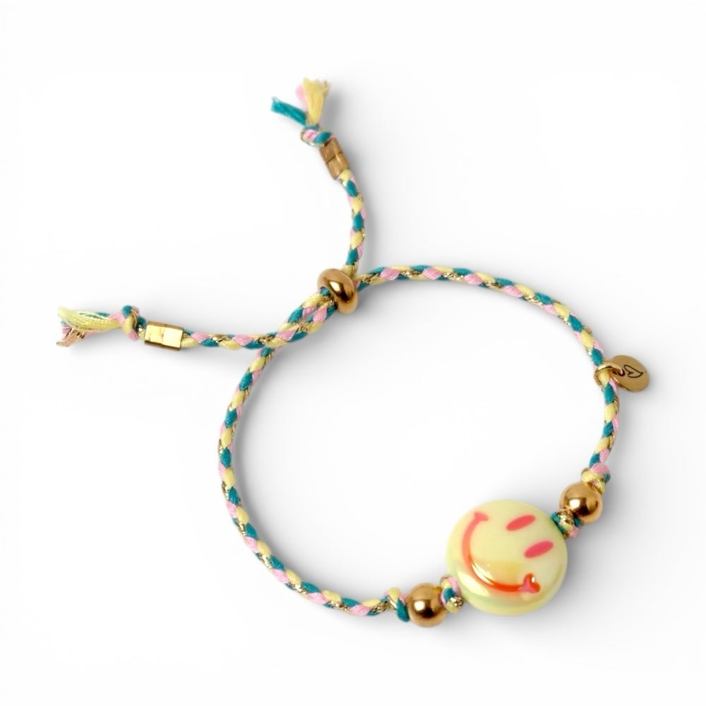 LOVEissue | Armband Happy Smiley | Geel / Emerald - 