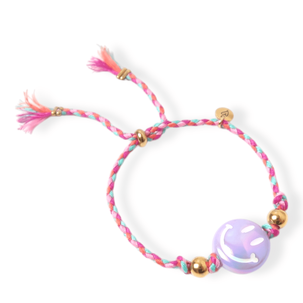 LOVEissue | Armband Happy Smiley | Lila / Roze - 