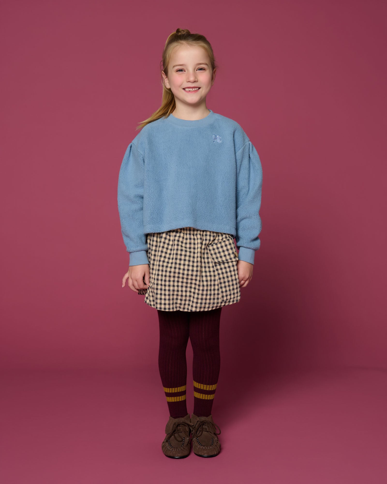 Petit Blush | Cargo Ballon Skirt | Beige/Blue - 6152103620600