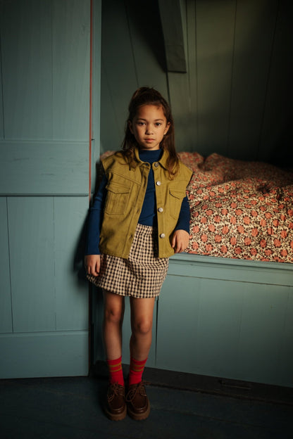 Petit Blush | Cargo Ballon Skirt | Beige/Blue - 6152103620600