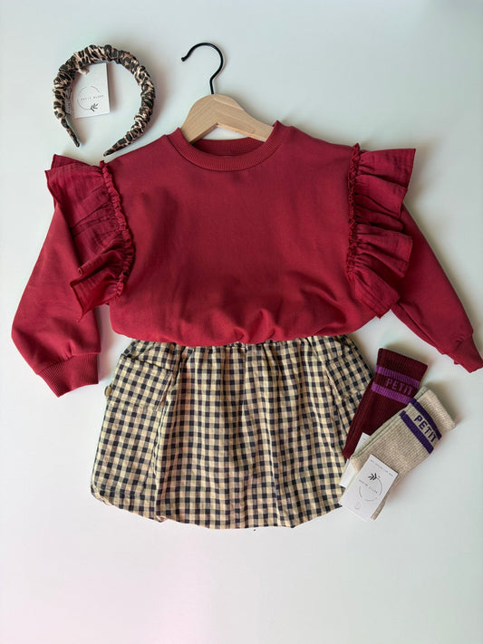 Petit Blush | Cargo Ballon Skirt | Beige/Blue - 6152103620600