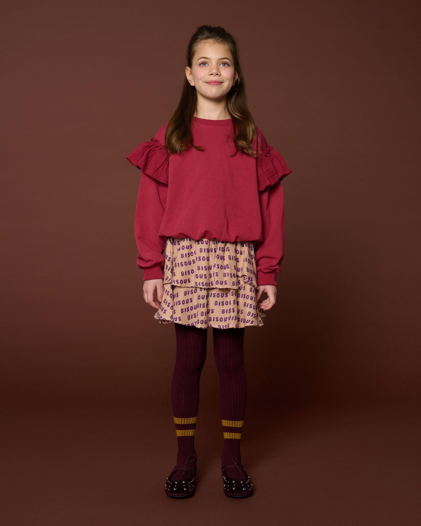 Petit Blush | Mini Smock Skirt Bisous | Cork/Purple - 6152103792796