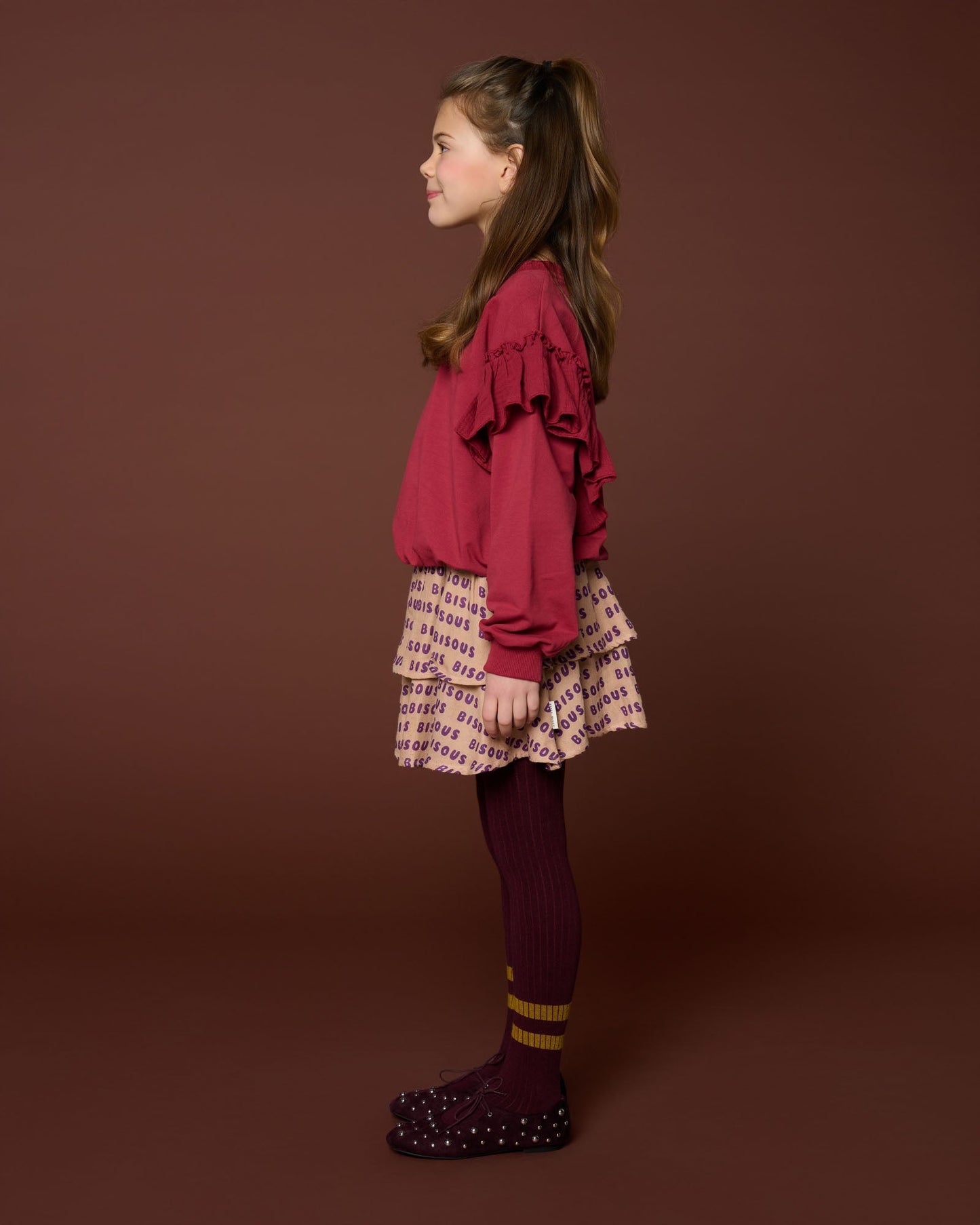 Petit Blush | Ruffle Sweater | Garnet - 6152103053033