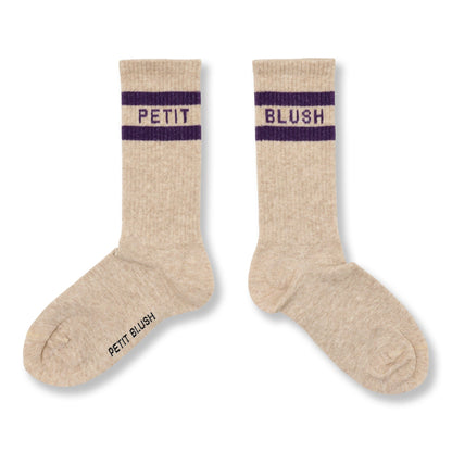 Petit Blush | Sport Sokken | Beige/Purple - 6152104763740