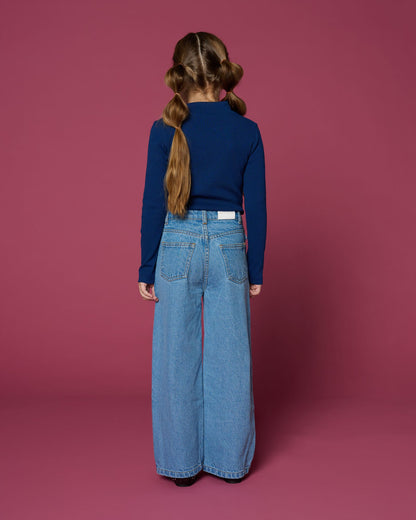 Petit Blush | Wide Leg Jeans | Mid Blue - 6152104329328
