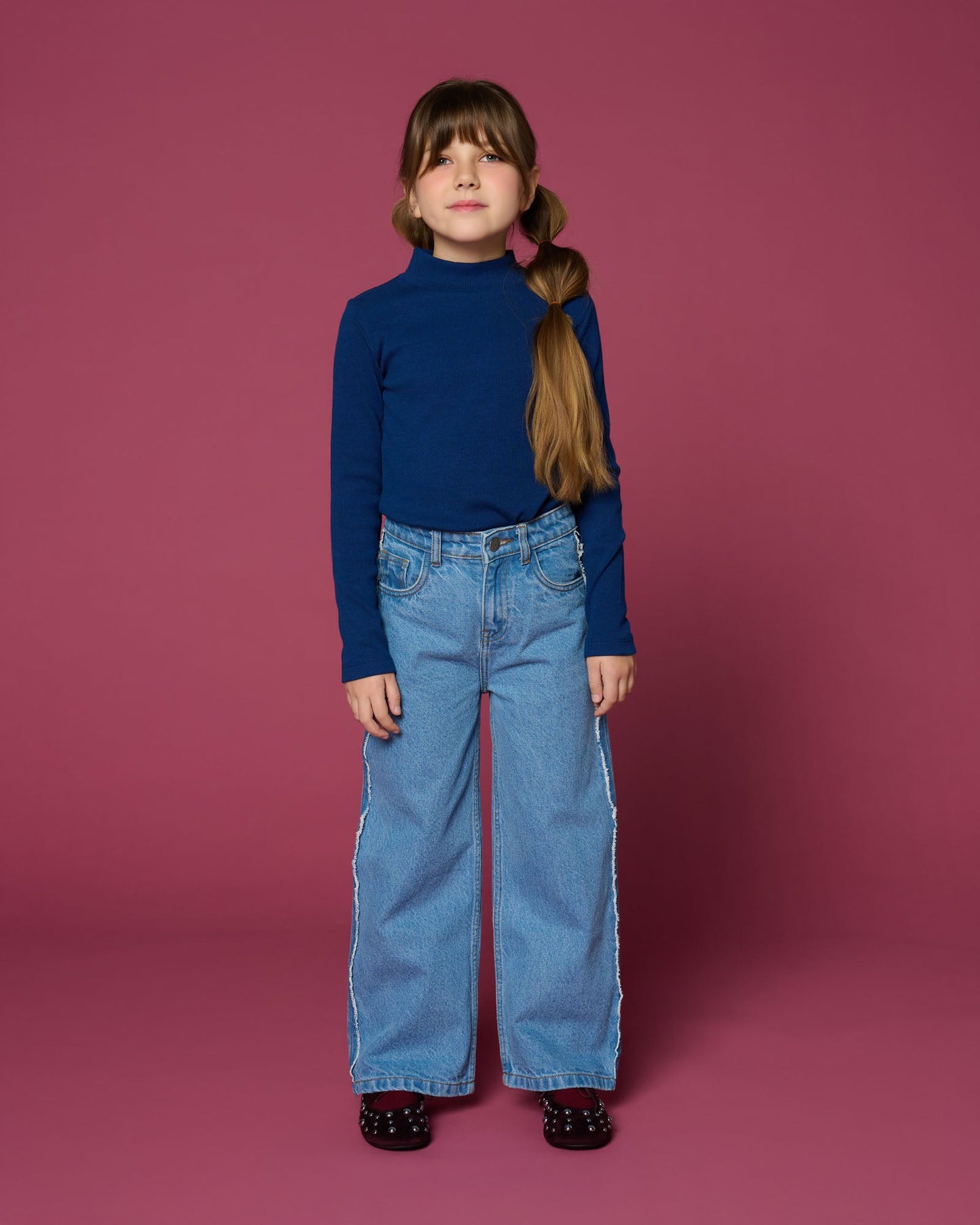 Petit Blush | Wide Leg Jeans | Mid Blue - 6152104329328