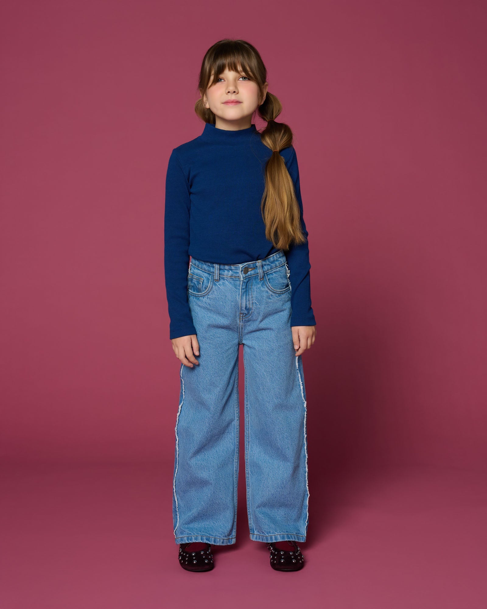 Petit Blush | Wide Leg Jeans | Mid Blue - 6152104329328
