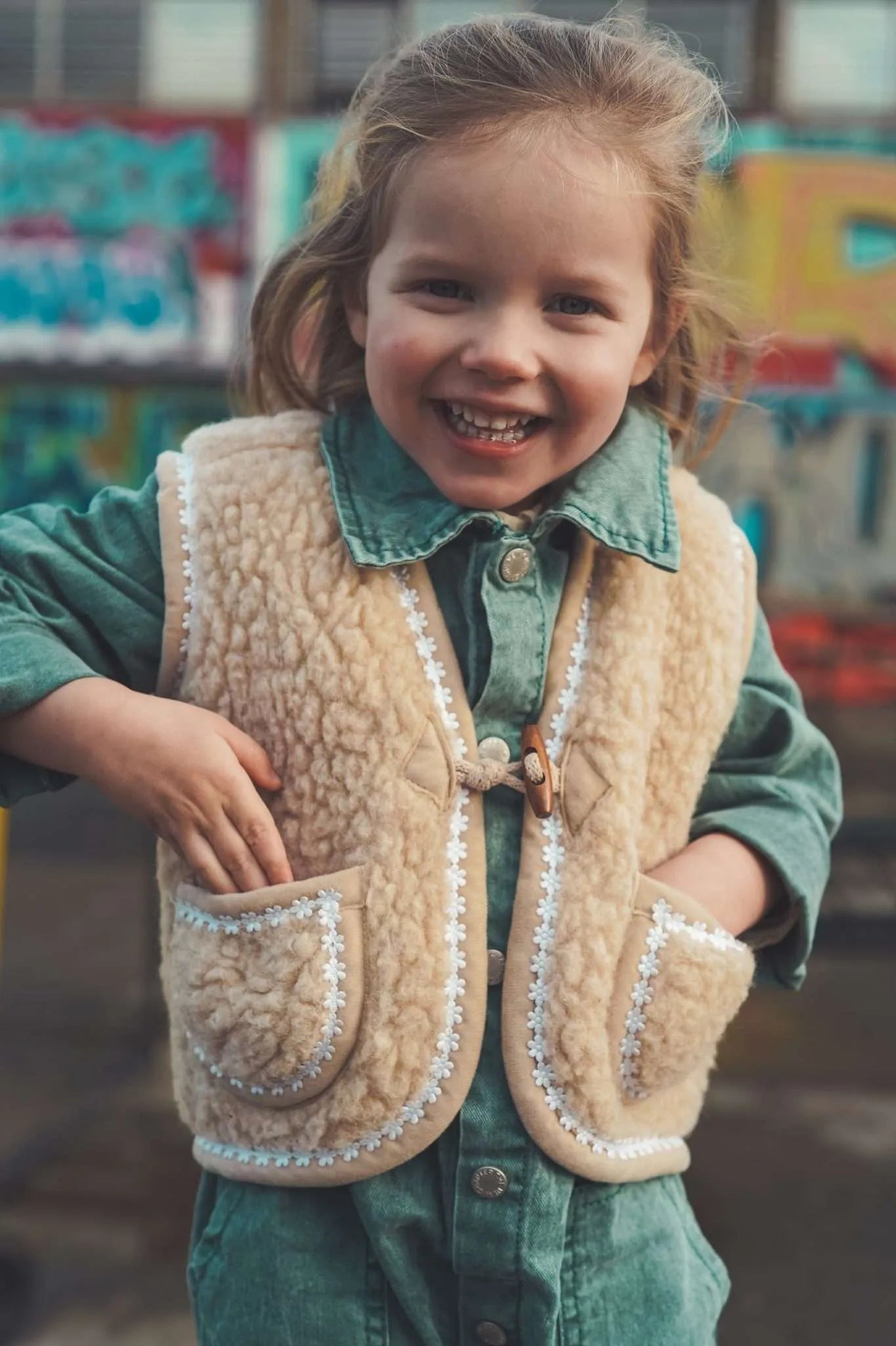 We Are Wovens | Wollen Bodywarmer | Flower Rhodante - 6096733490410